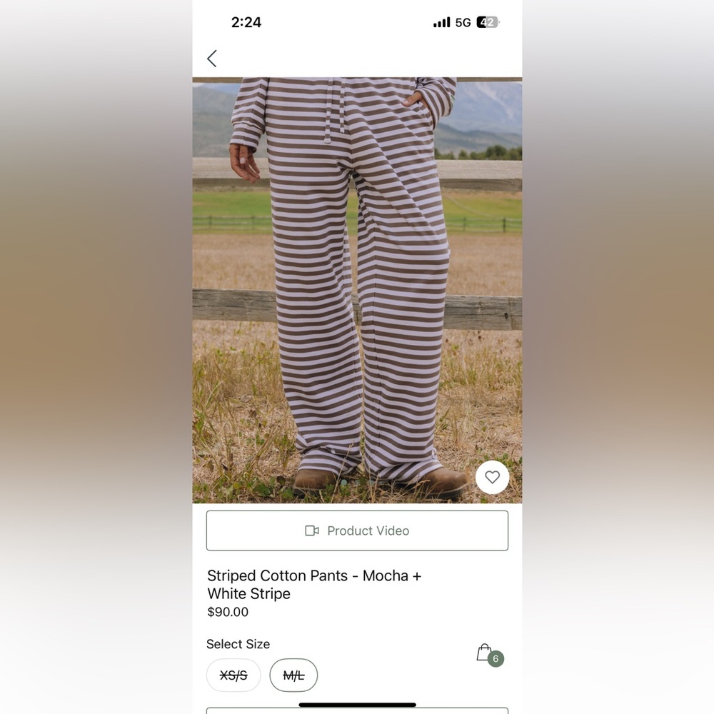 Xs/s daily drills striped Cotton Pants - Mocha and White